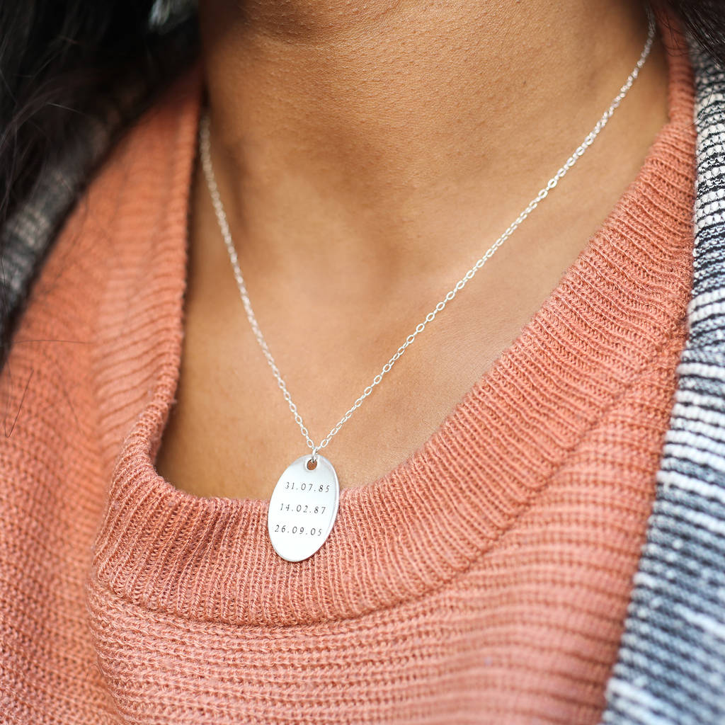 Classic Oval Important Dates Necklace By J&S Jewellery