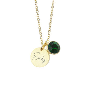 Personalised Gold Plated Birth Crystal Disc Necklace, 12 of 12