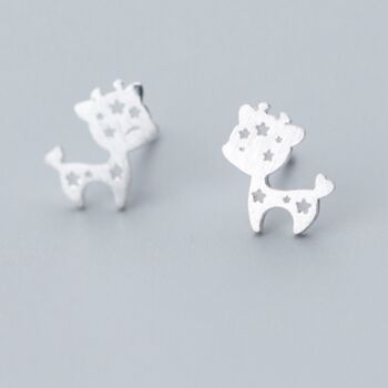 Sterling Silver Deer Stud Earrings, 2 of 4