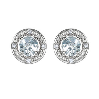 Sterling Silver Birthstone And Diamond Halo Earrings, 5 of 12
