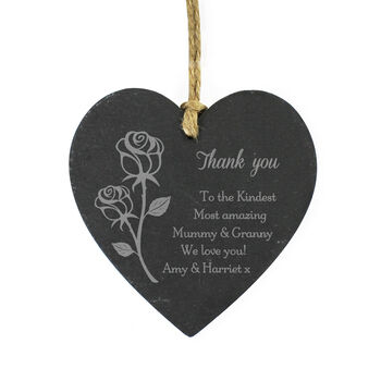 Personalised Rose Slate Heart Decoration, 6 of 6