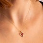 Yellow Solid Gold Diamond And Ruby Heart Pendant, thumbnail 1 of 3