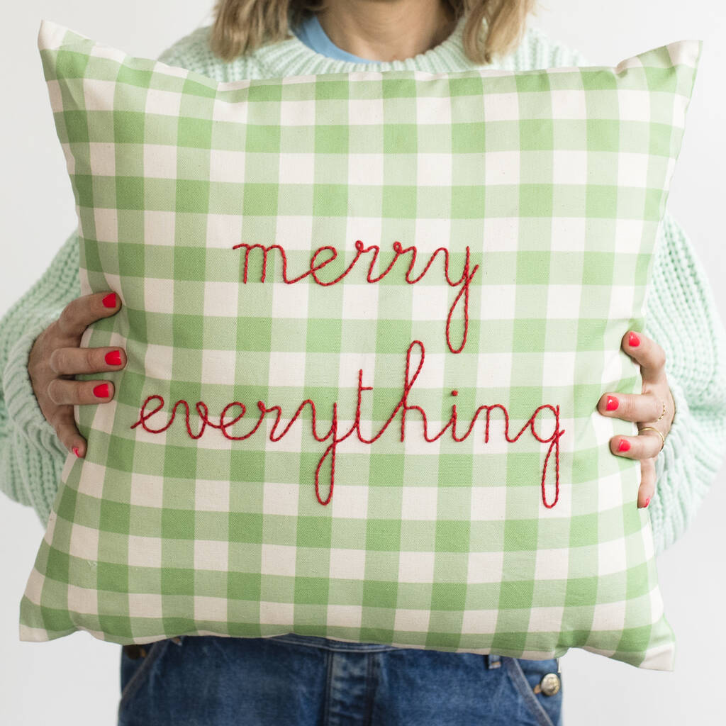 Cushion Embroidery Kit Christmas Merry Everything, 1 of 7