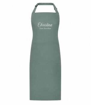 Personalised Embroidered Apron With Name And Text, 3 of 4