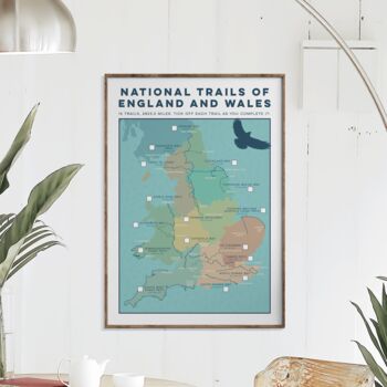 Hiking Trails Of England And Wales Map Art Print, 3 of 7