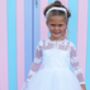 Cynthia In Ivory White Flower Girl Or Communion Dress, thumbnail 5 of 7