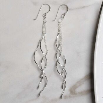 Sterling Silver Cascading Twist Earrings, 2 of 5