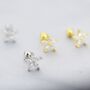 Sterling Silver Cz Flower Barbell Earrings, thumbnail 5 of 12
