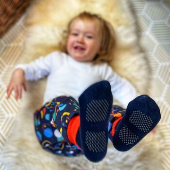 Baby, Toddler Joggers With Inbuilt Socks 'Spacey', 3 of 8