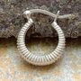 Small Huggie Hoop Textured Sterling Silver Earrings, thumbnail 4 of 10