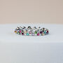 Colourful Crystal Wavy Band Silver Ring, thumbnail 3 of 4