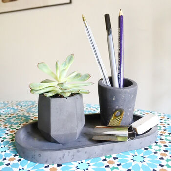 Sustainable Concrete Mini Vessel Planter Cylindrical, 9 of 12
