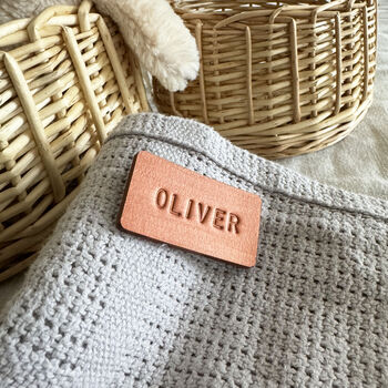 Baby Basket Or Blanket Personalised Leather Tag, 7 of 12