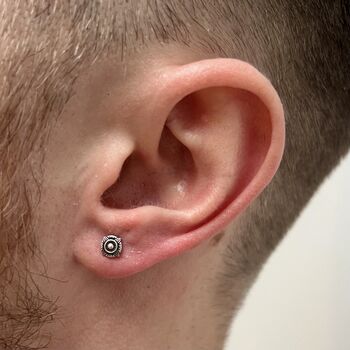 Gold Mens Compass Stud Earring, 10 of 11