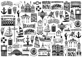 Brighton Illustrated Black And White Greeting Card, 4 of 6
