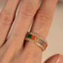Thick Stacked Rainbow Ring, Colourful Baguette Stones, thumbnail 3 of 4