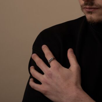 Rectangle Onyx Stone Ring, Engraved Rings, 4 of 10