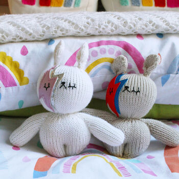Bowie Bunny Handmade Rattle For New Baby, 9 of 9