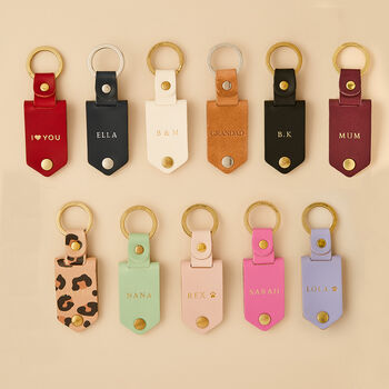 Personalised Metal Photo Keyring With Navy Leather Case, 4 of 9