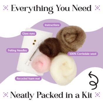Baby Bunny Needle Felting Craft Kit, 3 of 10