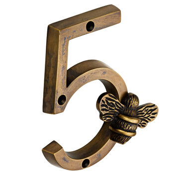 Solid Brass Bee Numbers In Antique Finish Four Inch, 6 of 9