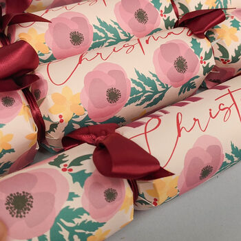 Floral Happy Christmas Handmade Crackers, 4 of 4