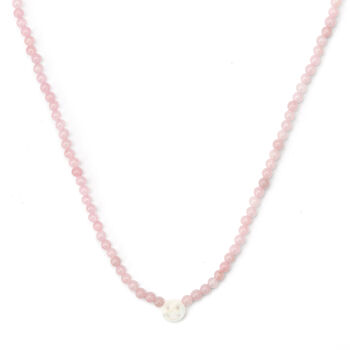 Rose Quartz Smiley Face Necklace, 2 of 3