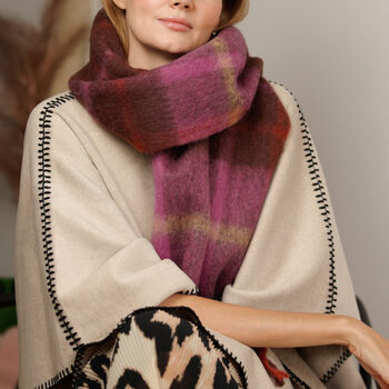 Wool Blend Cosy Checked Winter Scarf, 4 of 8