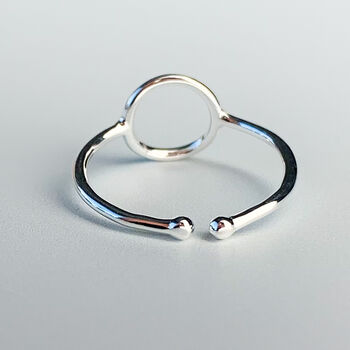 Sterling Silver Simple Circle Adjustable Ring, 2 of 6