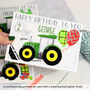Personalised Green Tractor Age Birthday Card, thumbnail 2 of 5