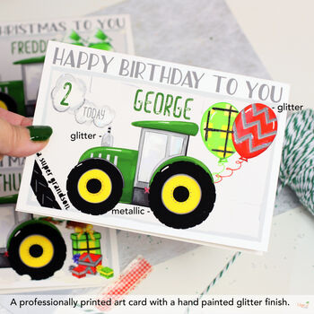 Personalised Green Tractor Age Birthday Card, 2 of 5