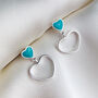 Sterling Silver Heart Dangle Stud Earrings, thumbnail 2 of 5