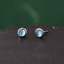 Sterling Silver Genuine Aquamarine Bezel Stud Earrings, thumbnail 9 of 12