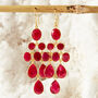 Ruby Gold Plated Silver Chandelier Earrings, thumbnail 1 of 9