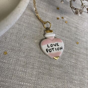 Baby Pink Ceramic Charm Love Potion Necklace, 3 of 6
