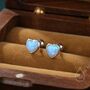 Sterling Silver Blue Opal Heart Screw Back Earrings, thumbnail 1 of 10