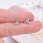 Sterling Silver Small Trinity Knot Stud Earrings, thumbnail 3 of 11