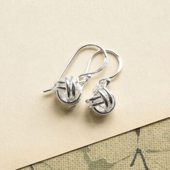 Sterling Silver Dangly Simple Knot Earrings, 3 of 4