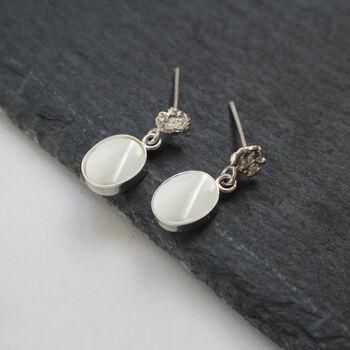 Mother Of Pearl And Coin Earring 9ct Gold Or Silver, 3 of 3