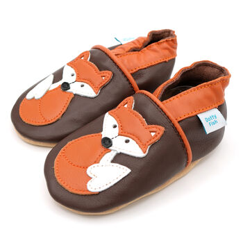 Dotty Fish Fox Soft Leather Baby Shoes With Barefoot Soles, 5 of 8