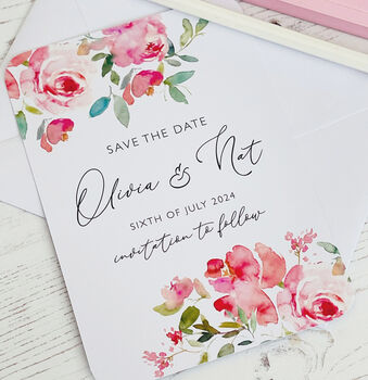 Romantic Floral Personalised Save The Date Card, 2 of 3