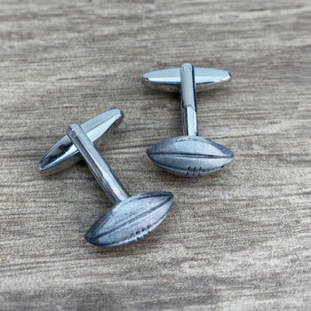 Pewter Rugby Ball Cufflinks, 2 of 3
