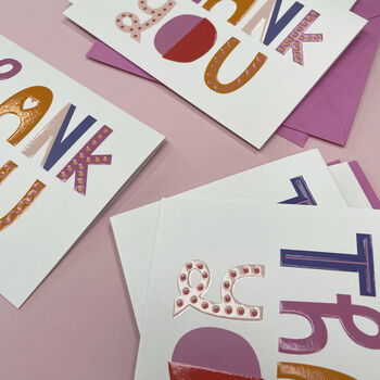 Playful Typographic 'Thank You' Card Set, 2 of 3