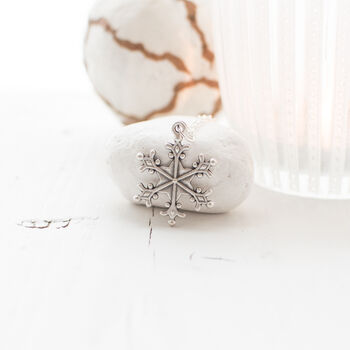 Silver Plated Snowflake Winter Necklace, 6 of 12