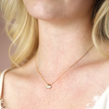 Mum And Baby Elephant Charm Necklace In Gold, 2 of 4