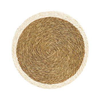 Coloured Trim Natural Round Grass Placemat, 3 of 9