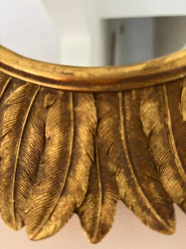 32cm Gold Sunburst Mirror Feather Leaf Decor Distressed Gift, 4 of 7