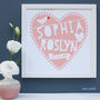 Personalised Heart New Baby Framed Print, thumbnail 2 of 8
