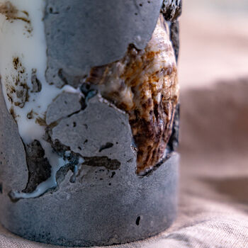 Concrete And Oyster Shell Pillar Candle, 3 of 4
