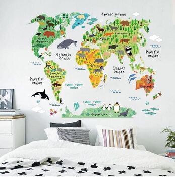 Educational Fun Kid’s World Map Wall Decal, 4 of 4